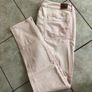 Soft pink stretchy jeans